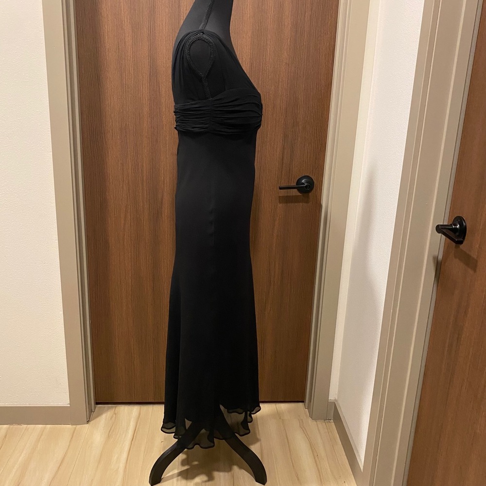 JONES NEW YORK Vtg 90s Silk Midi Maxi Dress 8 Black Tie Whimsigoth Fairy - Picture 9 of 16